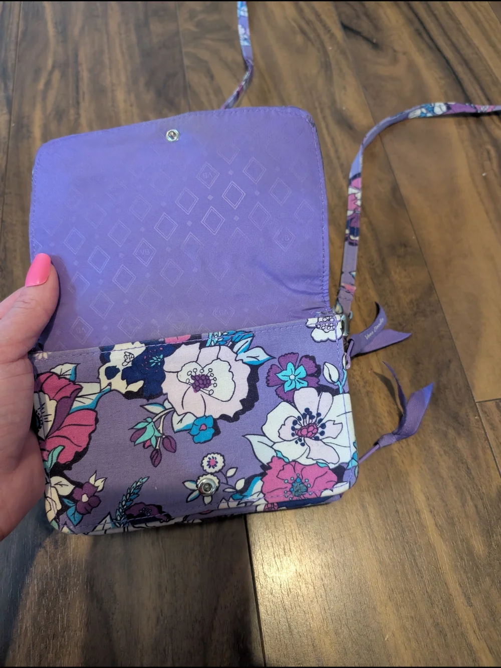 Vera Bradley Lavender Floral Quilted Crossbody Wallet